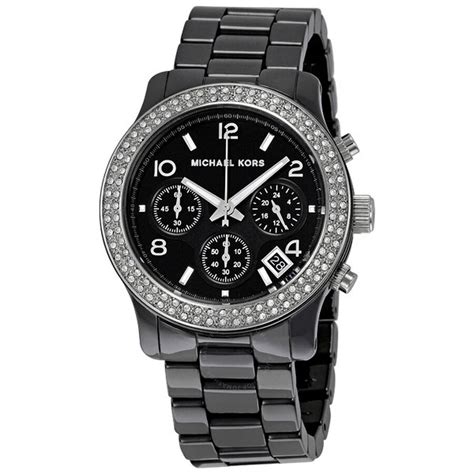 Michael Kors Black Dial Black Ceramic Bracelet 